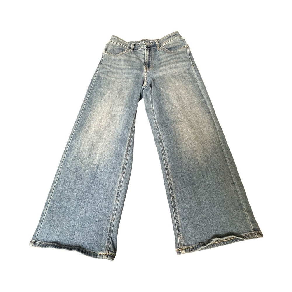 Old Navy Jeans Womens 2 Petite Blue Wow Crop Wide Leg High Rise Stretch Denim